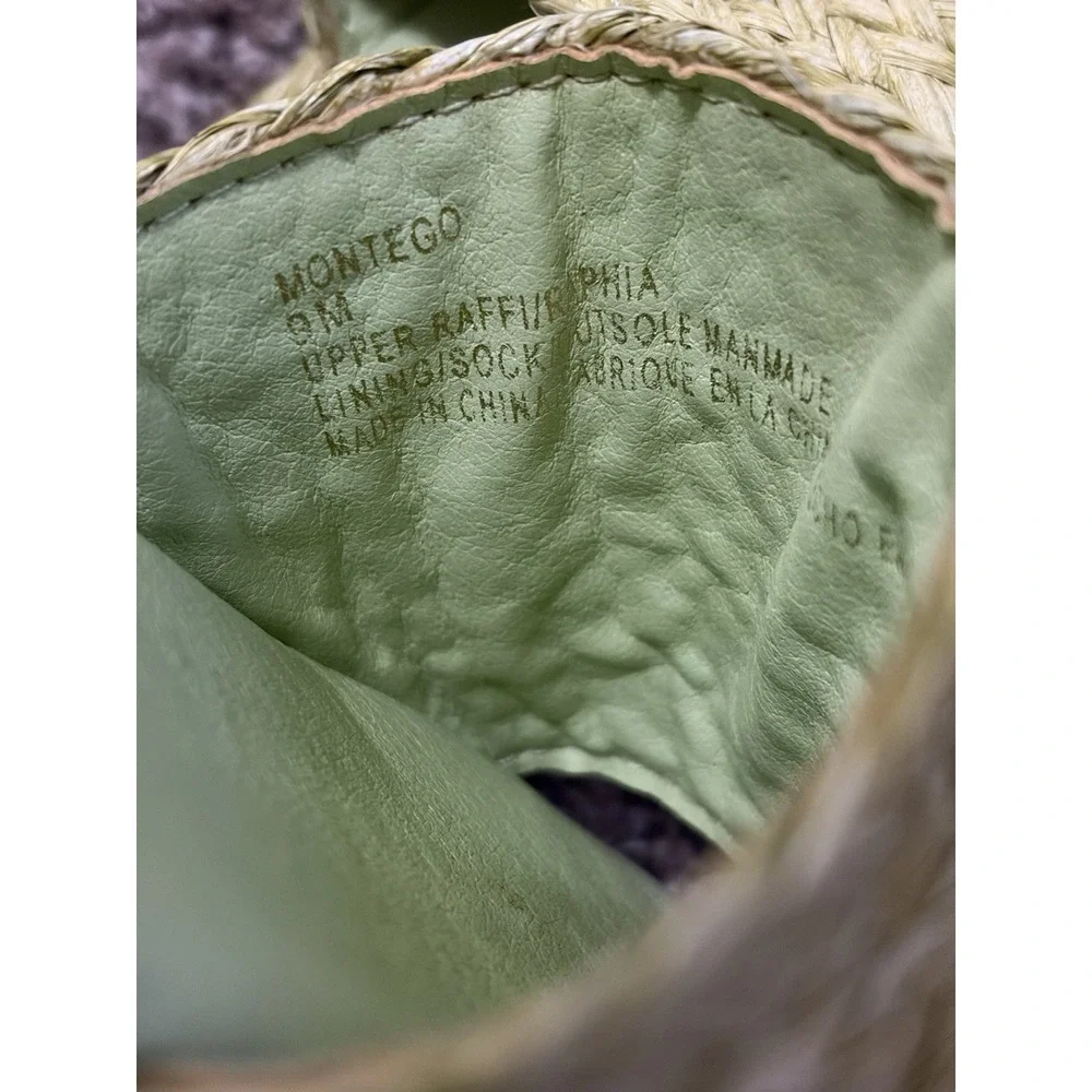 Anthropologie Matisse Montego Raffia Platform Slide Sandals Green 9